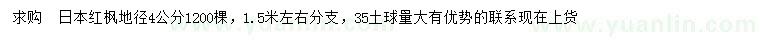 求购地径4公分日本红枫