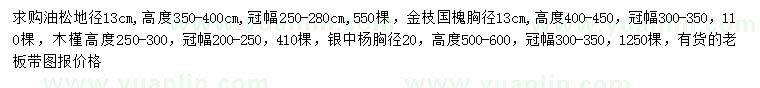 求购油松、金枝国槐、木槿等