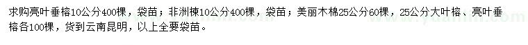 求购亮叶垂榕、非洲楝、美丽木棉等