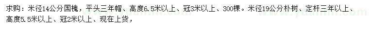 求购米径14公分国槐