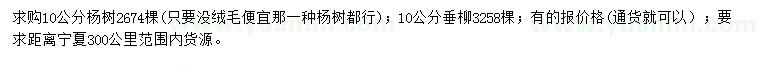 求购10公分杨树、垂柳