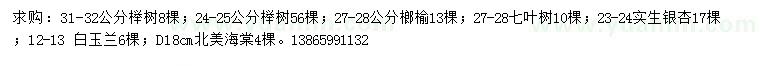 求购榉树、榔榆、七叶树等