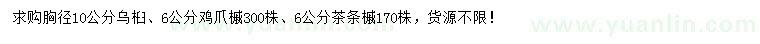 求购乌桕、鸡爪槭、茶条槭