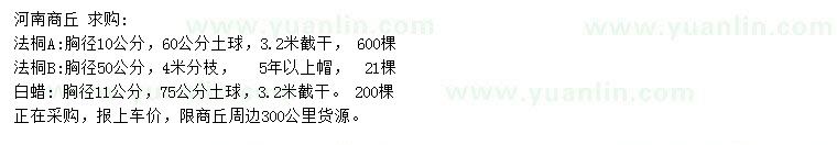 求购胸径10、50公分法桐、11公分白蜡