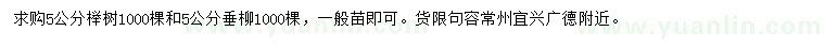 求购5公分榉树、垂柳