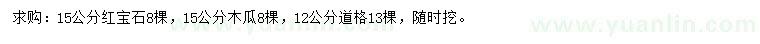 求购红宝石、木瓜、道格