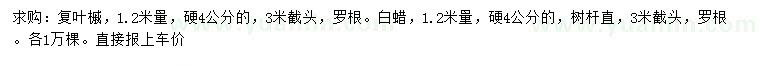 求购1.2米量硬4公分复叶槭、白蜡