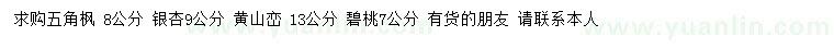 求购黄山峦、红枫、黑松等