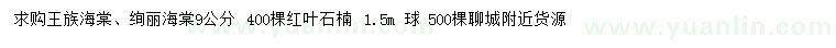 求购9公分王族海棠、绚丽海棠