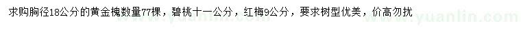 求购黄金槐、碧桃、红梅