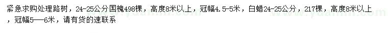 求购24-25公分国槐、白蜡