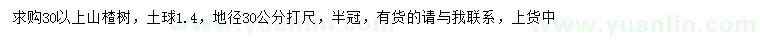 求购30量30公分以上山楂树