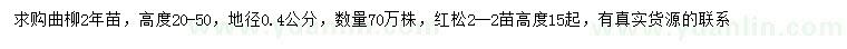 求购地径0.4公分曲柳、高15公分红松