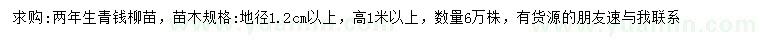 求购地径1.2公分以上青钱柳苗