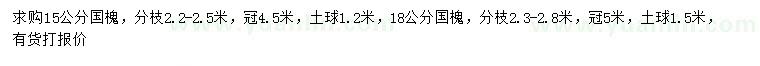 求购15、18公分国槐