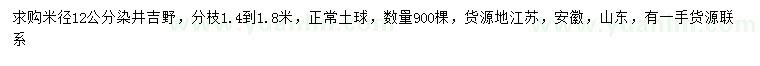 求购米径12公分染井吉野樱