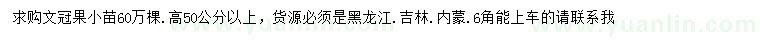 求购高50公分以上文冠果小苗