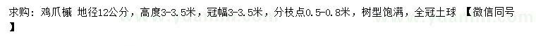 求购地径12公分鸡爪槭