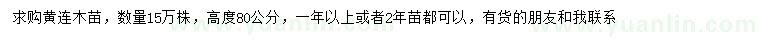 求购高80公分黄连木