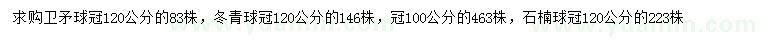 求购卫矛球、冬青球、石楠球