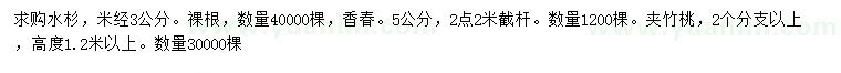 求购水杉、香椿、夹竹桃