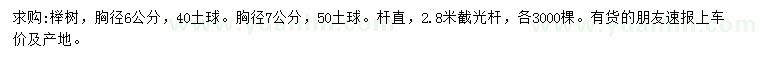 求购胸径6、7公分榉树