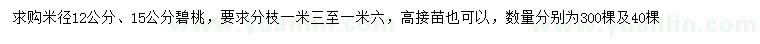 求购米径12、15公分碧桃