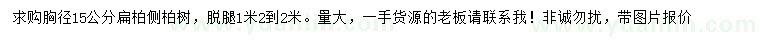 求购胸径15公分扁柏、侧柏