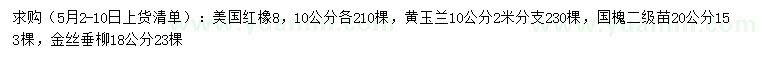 求购美国红橡、黄玉兰、国槐等