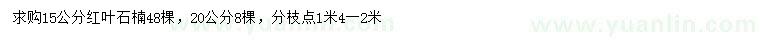 求购15、20公分红叶石楠