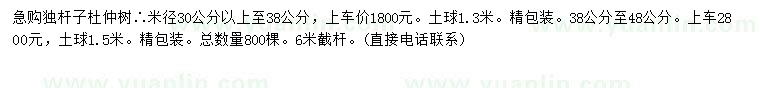 求购米径30-38、38-48公分杜仲树