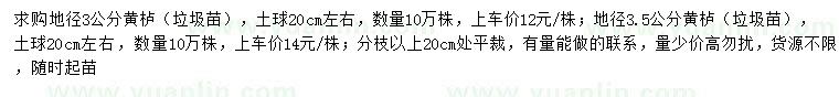 求购地径3、3.5公分黄栌