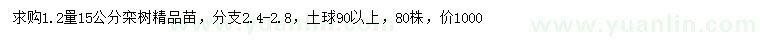 求购1.2量15公分栾树