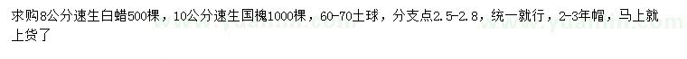 求购8公分速生白蜡、10公分速生国槐