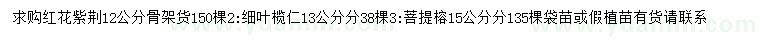 求购红花紫荆、细叶榄仁、菩提榕