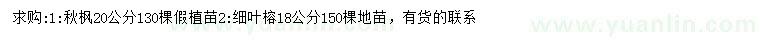 求购20公分秋枫、18公分细叶榕