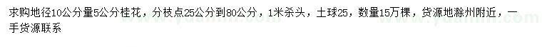 求购地径10公分量5公分桂花