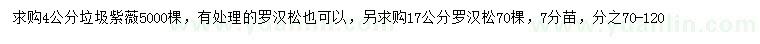 求购4公分垃圾紫薇、17公分罗汉松