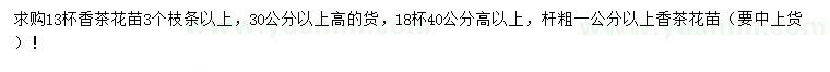 求购高30、40公分以上香茶花苗