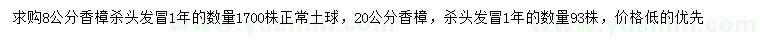 求购8、20公分香樟