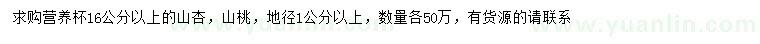 求购地径1公分以上山杏、山桃