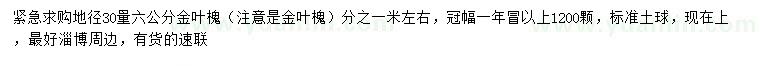 求购地径30公分量6公分金叶槐