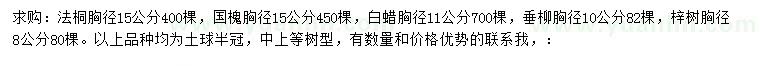 求购法桐、国槐、白蜡等