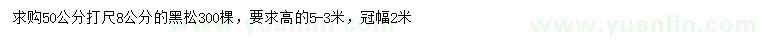 求购50公分打尺8公分黑松