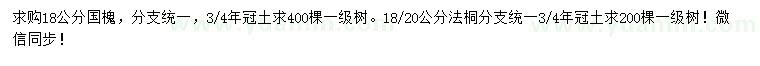 求购18公分国槐、18、20公分法桐