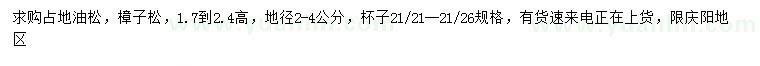 求购地径2-4公分油松、樟子松