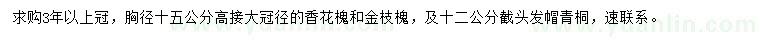 求购香花槐、金枝槐、青桐