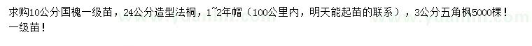 求购国槐、造型法桐、五角枫