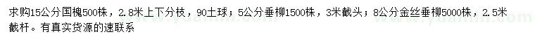 求购国槐、垂柳、金丝垂柳