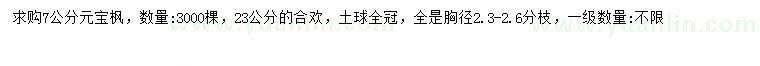 求购7公分元宝枫、23公分合欢